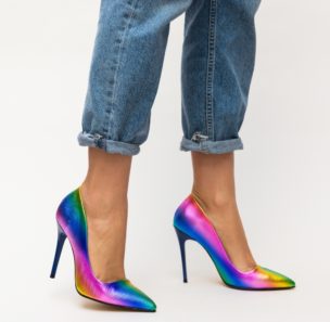 Pantofi holografici stiletto de ocazie Ameli