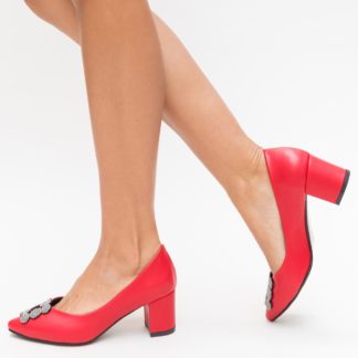 Comanda online Pantofi Broida Rosii cu toc eleganti.