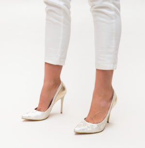 Comanda online Pantofi Camilla Aurii cu toc eleganti.