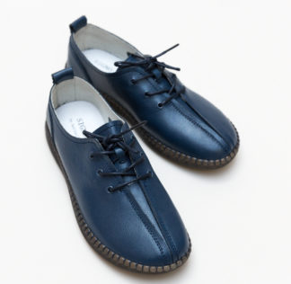 Pantofi ieftini bleumarin casual din piele naturala cu talpa de silicon Elinch