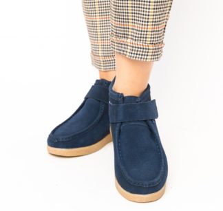 Pantofi de toamna bleumarin din piele naturala cu interior imblanit casual Miuto