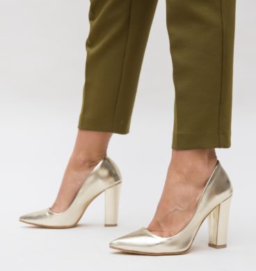 Comanda online Pantofi Dekor Aurii cu toc eleganti.
