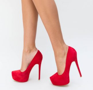 Comanda online Pantofi Escuba Rosii cu toc eleganti.
