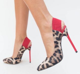 Comanda online Pantofi Estan Leopard cu toc eleganti.
