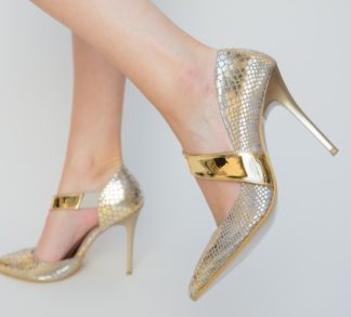 Comanda online Pantofi Monsa Aurii cu toc eleganti.