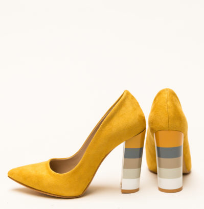 Comanda online Pantofi Mosor Galbeni cu toc eleganti.