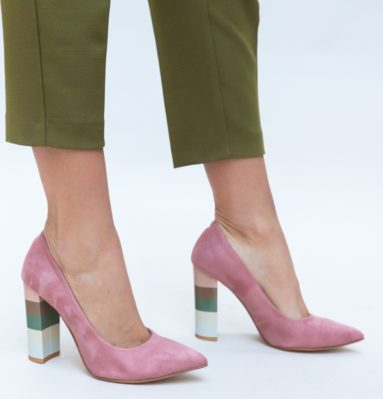 Comanda online Pantofi Mosor Roz cu toc eleganti.