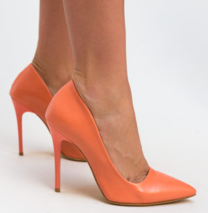 Comanda online Pantofi Nadia Portocalii cu toc eleganti.