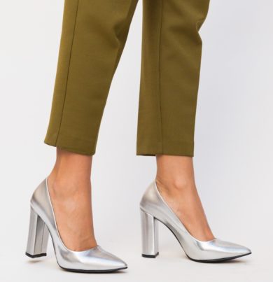 Comanda online Pantofi Nixon Argintii cu toc eleganti.