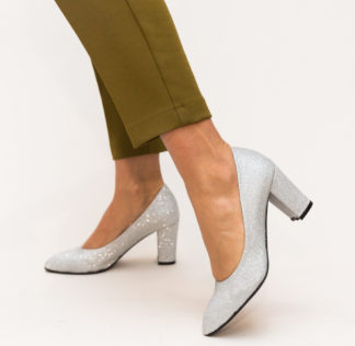 Comanda online Pantofi Orion Arginti cu toc eleganti.