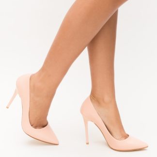 Pantofi eleganti de ocazie roz stiletto cu toc de 11 cm si varf ascutit Selen