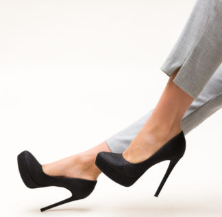 Pantofi eleganti de seara stiletto negri cu platforma pentru tinute stilate Simia