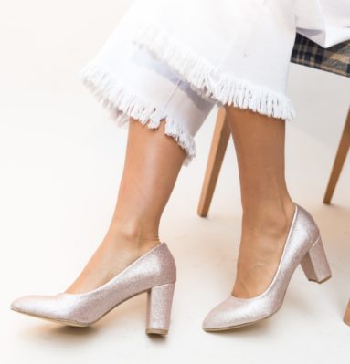 Comanda online Pantofi Somera Roz cu toc eleganti.
