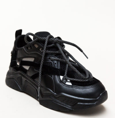 Pantofi sport din piele eco cu sireturi si platforma Adena