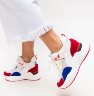 Pantofi dama ieftini sport rosii cu platforma pentru primavara Aleko