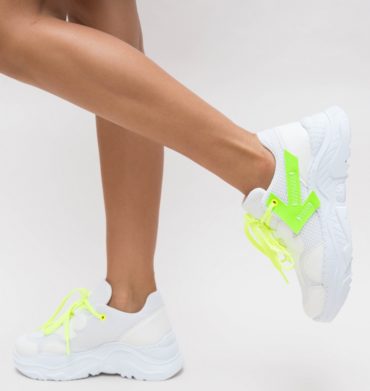 Pantofi sport verzi fara toc la reducere din material textil cu piele eco Fabio