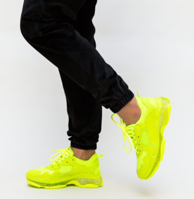 Pantofi sport verzi de primavara din material textil si piele eco Jeremia