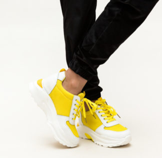 Pantofi sport galbeni cu platforma pentru primavara sau toamna Marone