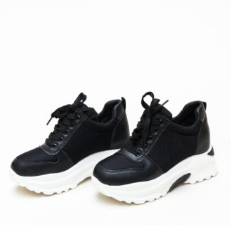 Pantofi sport negri cu platforma pentru primavara sau toamna Marone