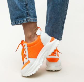 Pantofi sport portocalii cu platforma pentru primavara sau toamna Marone