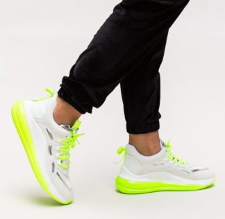 Pantofi trendy verzi sport cu sireturi pentru zile de primavara Rimen