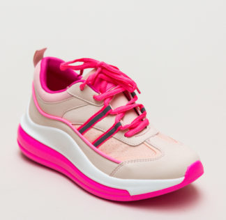 Pantofi Sport roz de primavara cu talpa inalta si sireturi Rujee