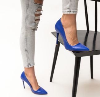 Pantofi fashion bleumarin stiletto cu toc inalt de 10.5cm si varf ascutit Vilegas