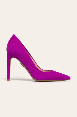 Pantofi stiletto frumosi inalti de seara culoarea violet cu toc subtire de 10cm brandul Baldowski