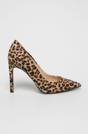 Pantofi de dama inalti cu toc de 10cm Baldowski din piele naturala cu imprimeu piele leopard
