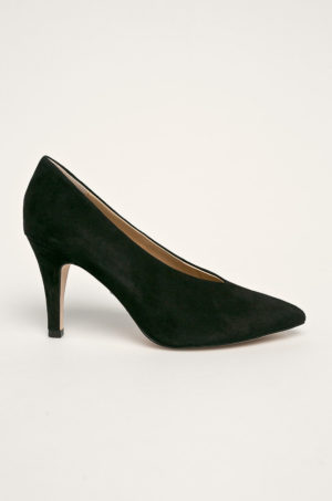 Pantofi eleganti negri model stiletto superb fabricati din piele intoarsa Caprice