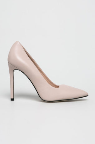 Pantofi eleganti Gino Rossi roz pudra de ocazie cu toc inalt si subtire Miya