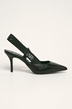 Pantofi de ocazie negri stiletto Karl Lagerfeld din piele naturala cu talpa din guma si toc de 8.5cm