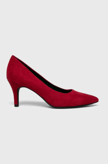 Pantofi eleganti de ocazie rosii cu toc mediu subtire de 7.5cm Marco Tozzi