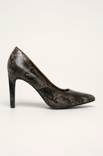 Pantofi de ocazie gri din imitatie de piele de reptila cu toc de 9.5 cm Marco Tozzi