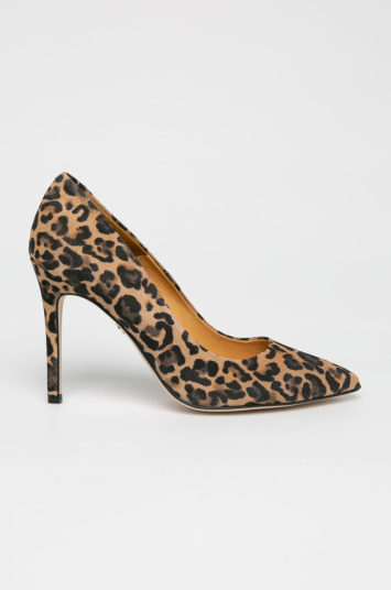 Pantofi leopard Solo Femme de piele naturala cu toc de 10.5 cm