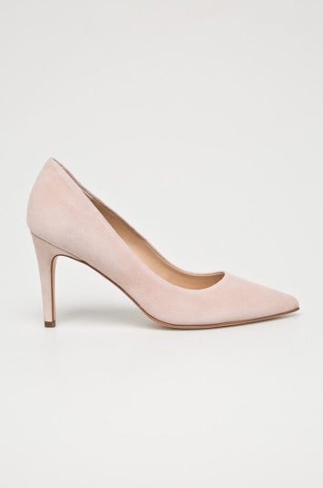 Pantofi roz pudra Solo Femme de piele naturala cu toc de 8.5 cm