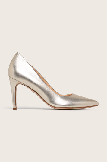 Pantofi de ocazie argintii cu toc stiletto Solo Femme de piele naturala