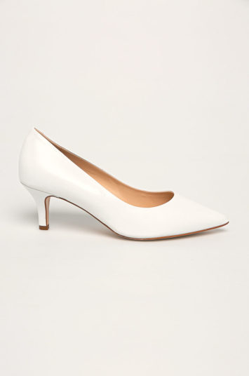 Pantofi de piele albi Solo Femme eleganti cu toc mic