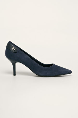 Pantofi fashion bleumarin din piele nabuc Tommy Hilfiger model trendy cu toc stiletto