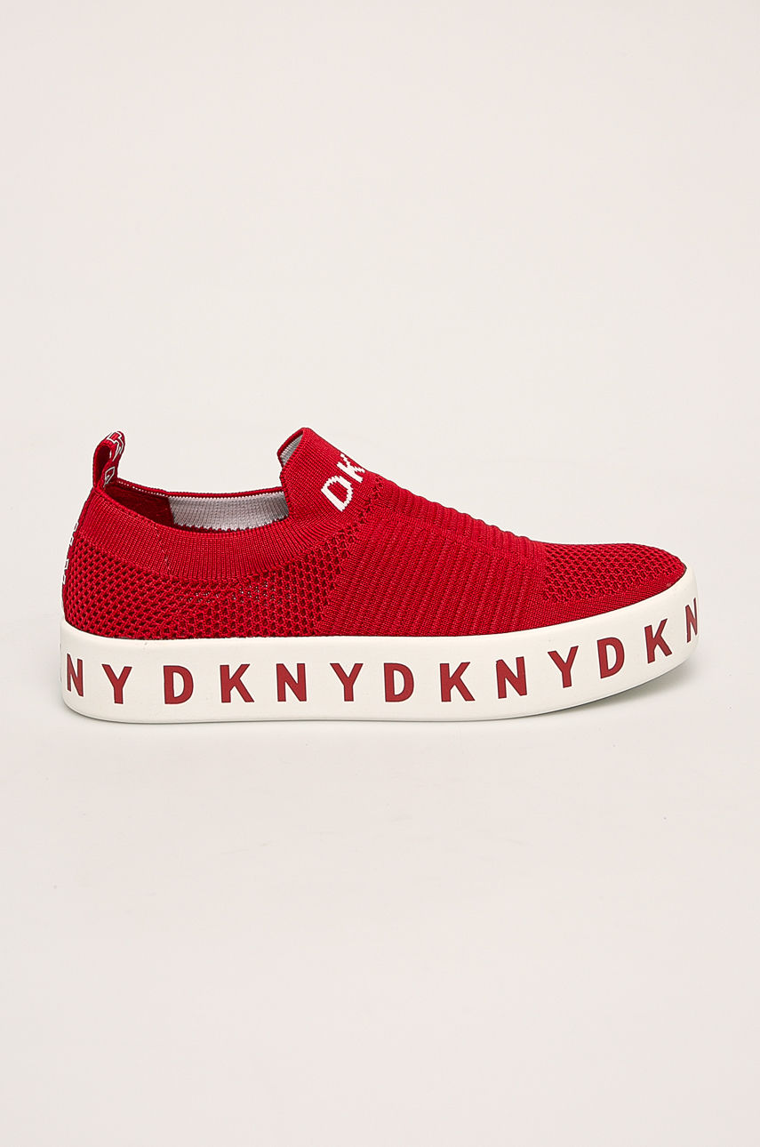 Pantofi sport Dkny rosii slip on cu talpa groasa pentru femei