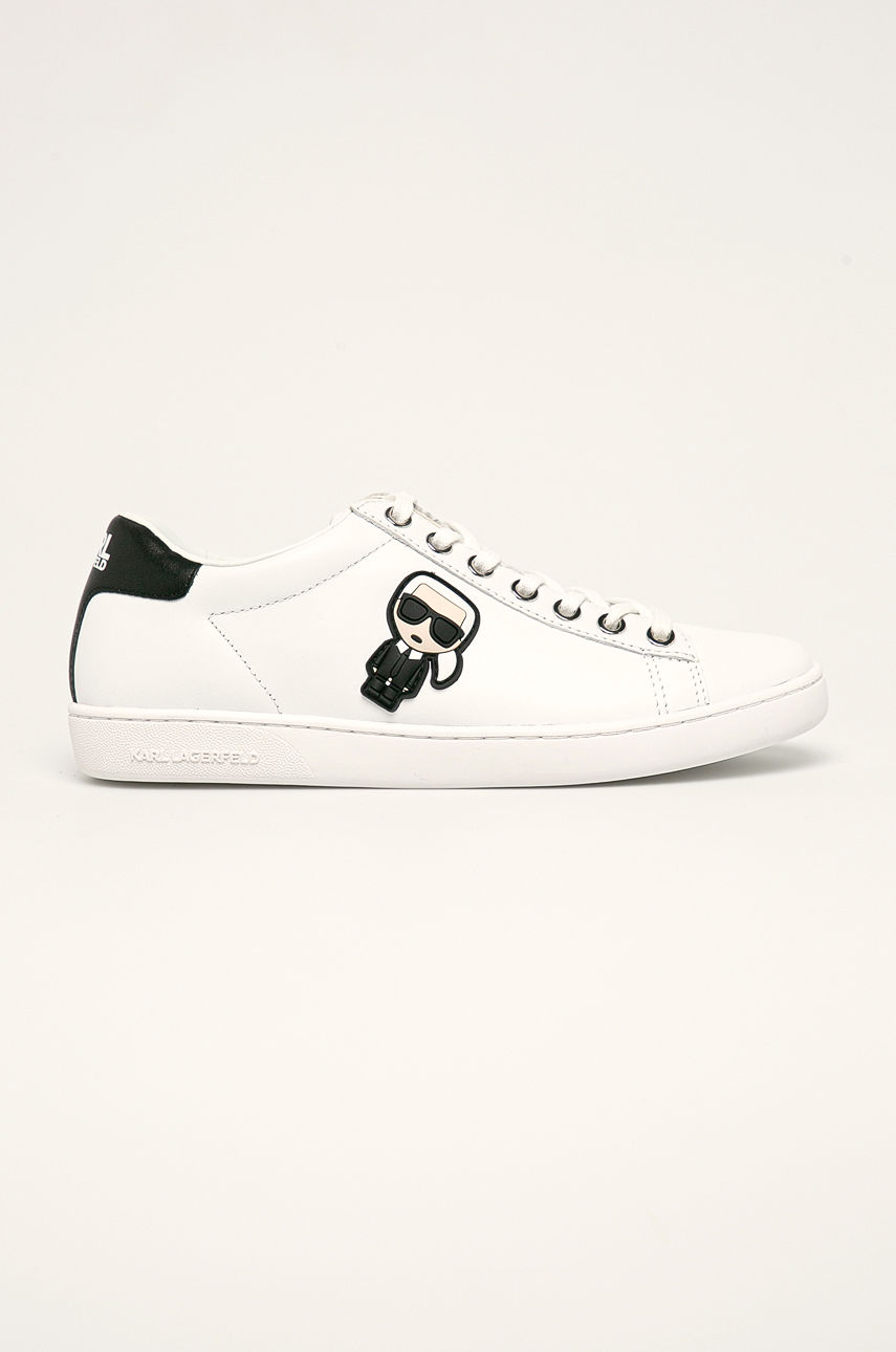 Pantofi sport Karl Lagerfeld de zi albi cu sireturi si varf moale