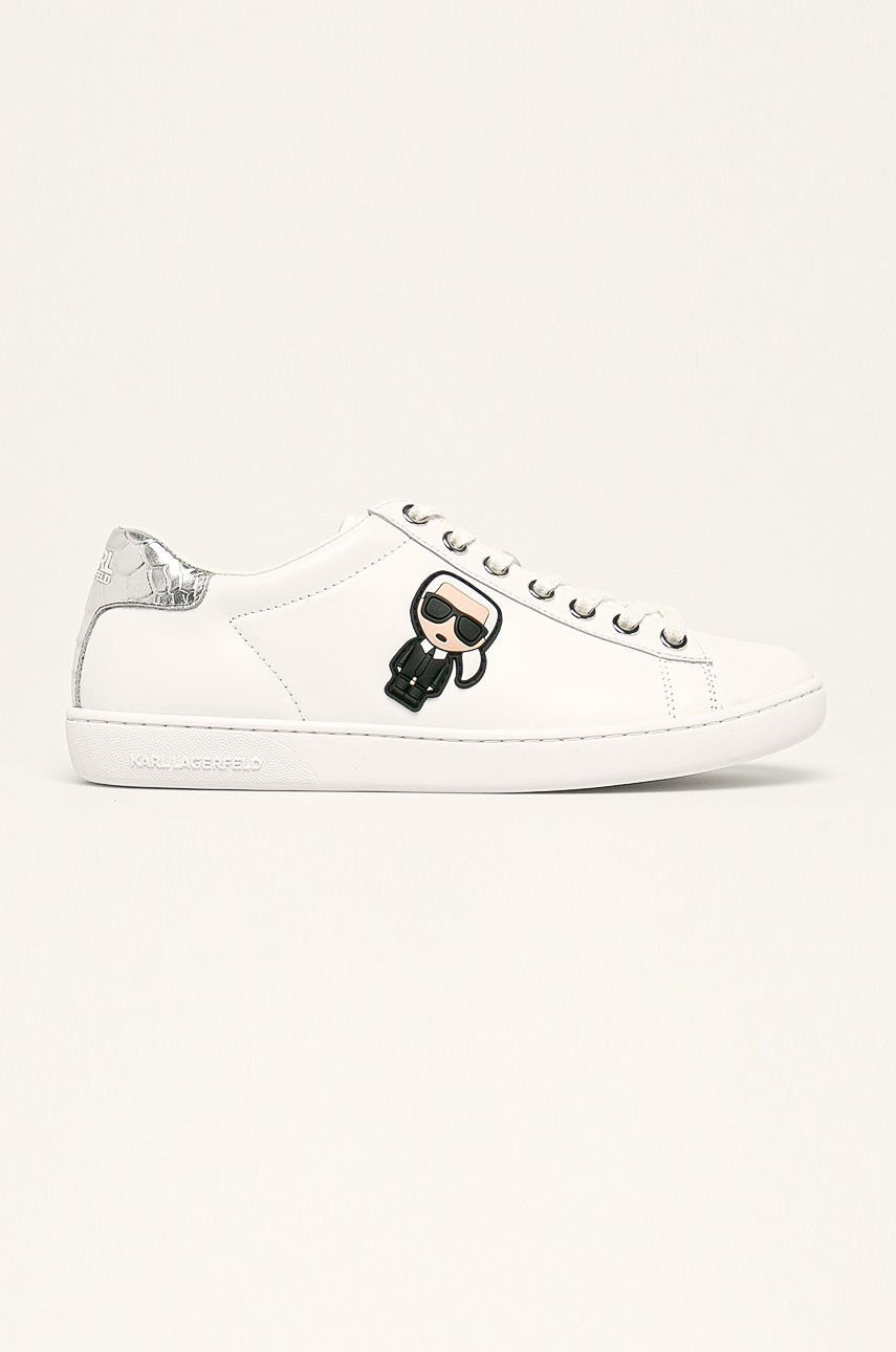 Pantofi sport Karl Lagerfeld de zi argintii cu sireturi si varf moale