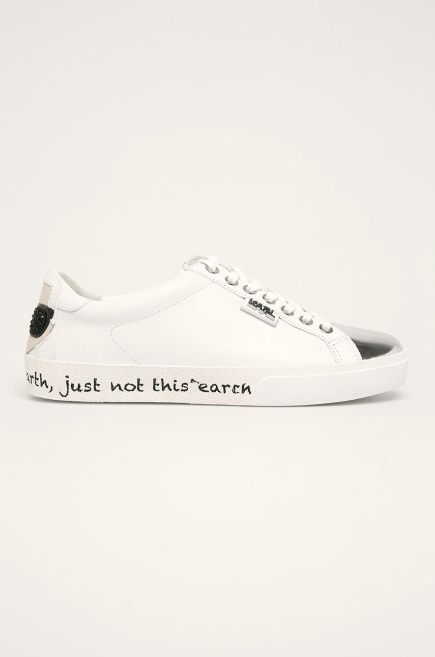 Pantofi sport albi Karl Lagerfeld de zi cu sireturi si varf moale
