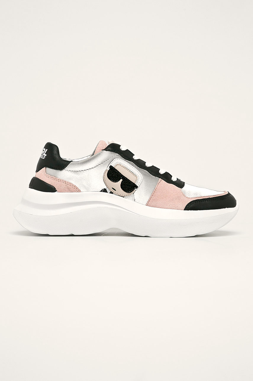 Pantofi sport roz originali Karl Lagerfeld cu sireturi si talpa comoda