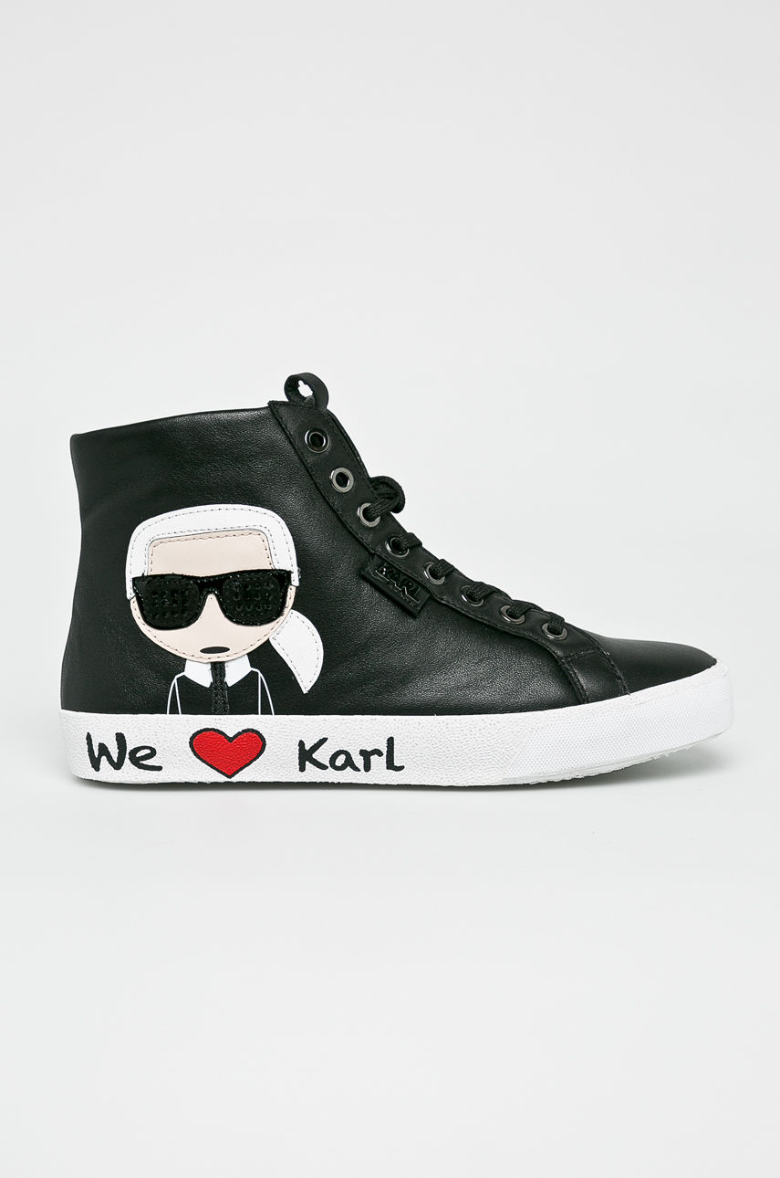 Pantofi sport negri dama Karl Lagerfeld Skool Karl Ikonic Hi Lace