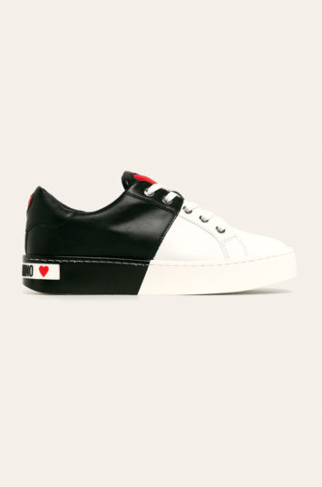 Pantofi sport originali Love Moschino alb cu negru cu talpa confortabila