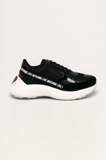 Pantofi negri Love Moschino sport originali cu sireturi si talpa din guma