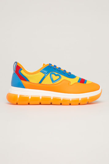 Pantofi portocalii Love Moschino sport originali cu sireturi si talpa din guma