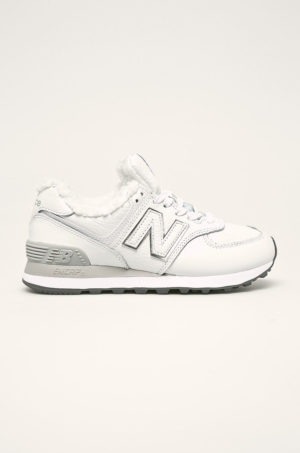 Pantofi albi sport New Balance WL574RMS din piele naturala si talpa moale din guma