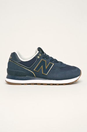 Pantofi usori bleumarin sport New Balance WL574SOB din piele naturala si textil cu brant textil
